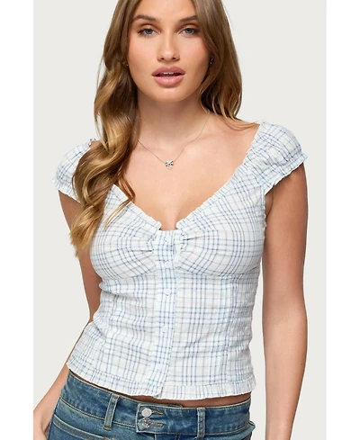 Edikted Women's Dolsy Plaid Button Up Top