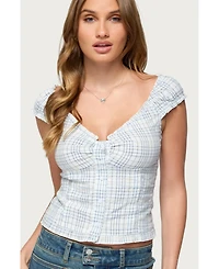 Edikted Women's Dolsy Plaid Button Up Top