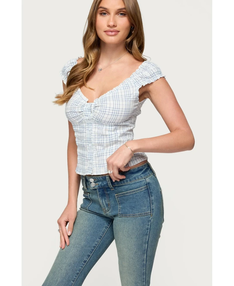 Edikted Women's Dolsy Plaid Button Up Top
