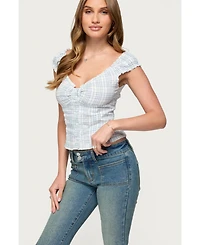 Edikted Women's Dolsy Plaid Button Up Top