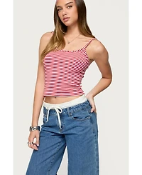 Edikted Womens Two Piece Striped Headband Tank Top