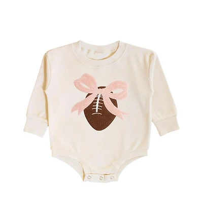 Sweet Wink Baby Girl Coquette Football Patch Long Sleeve Romper