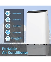 gaomon 14,000 Btu Portable Air Conditioner - 3-in-1 Cooling Unit, 48dB Ultra Quiet, Window Kits with Drainage Pipe & Remote Control, Black Top Cover