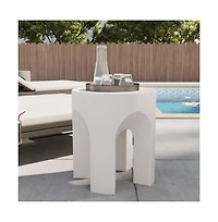 LeisureMod Crus Collection Fiberglass Outdoor Side Table in White