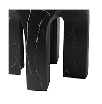 LeisureMod Crus Collection Fiberglass Outdoor Side Table Marbleized Black