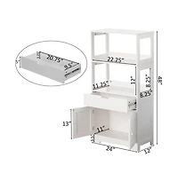 Basicwise Tall Freestanding Wooden Storage Vanity, Kitchen Pantry, and Bathroom Cabinet Organizer, with 2 Open shelves, A drawer and 2 Door Cabinet, W