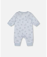Deux par Baby Boy Cotton One-Piece and Romper Blue Bear Print