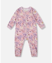 Deux par Baby Girl One-Piece Cotton Pajama Lilac Cat Print
