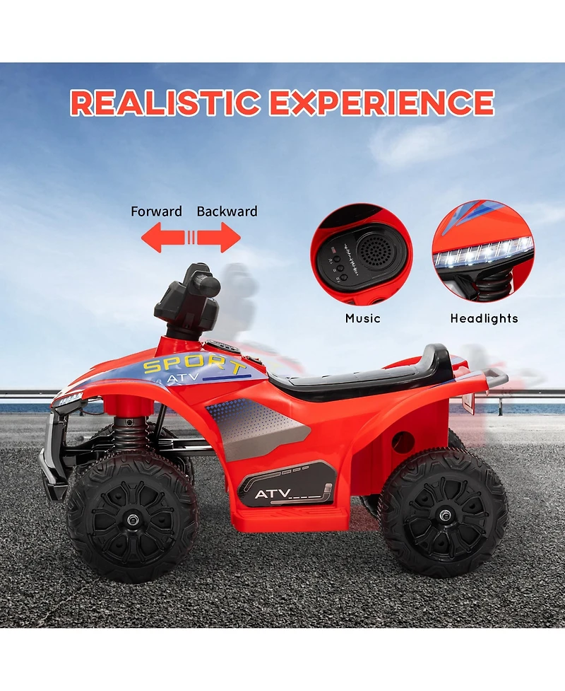 Qaba Kids Atv Quad, 6V Ride On Toy with Rechargeable Battery,