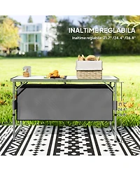48" Outdoor Portable Aluminum Camping Picnic Folding Table w/ Storage Organizer