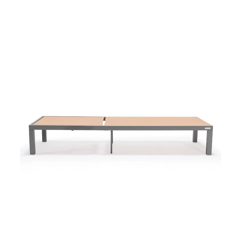 LeisureMod Marlin Patio Chaise Lounge Chair With Grey Aluminum Frame