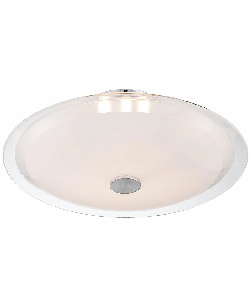 Possini Euro Design Modern Ceiling Light Semi Flush Mount Fixture 15" Wide Chrome 3-Light Clear Frosted Glass Disk for Bedroom Living Room Hallwa