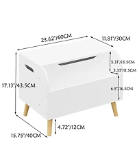 Cesicia Kids Toy Storage Organizer with Front Bookshelf, Flip-Top Lid, Safety Hinge, Boys Girls Toy Chest Bench for Playroom Kids Room Organization
