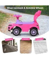3-in-1 Ride-On Push Car Toddler Stroller with Music - Pink
