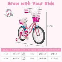 Kids Bicycle with Training Wheels and Basket for Boys and Girls Ages 3-9 - 18 Inches