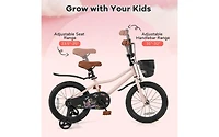 16 Inch Kids Bike with Basket and Adjustable Handlebar for Ages 4-7