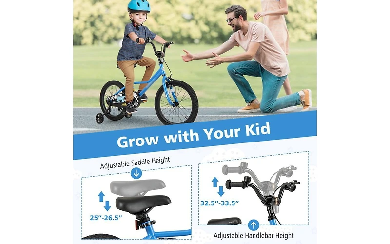 18 Inch Kids Bike with Removable Training Wheels for Ages 4-8