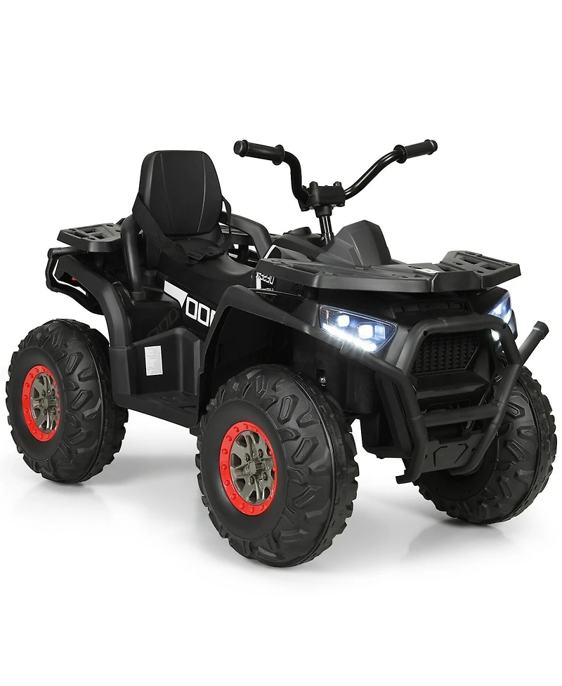 12V Kids Electric 4-Wheeler Atv Quad with MP3 Player and Led Lights - Black