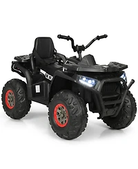 12V Kids Electric 4-Wheeler Atv Quad with MP3 Player and Led Lights - Black