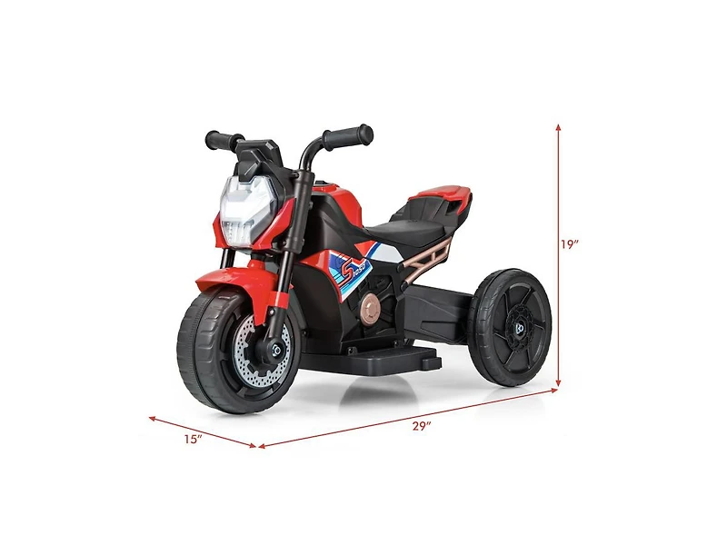 Kids Ride-On Motorcycle 6V Battery-Powered Motorbike with Detachable Training Wheels - Red