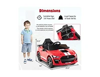 12V Licensed Ford Mustang Shelby GT500 Kids Ride-On Car with Remote Control for Ages 3-8 - Red