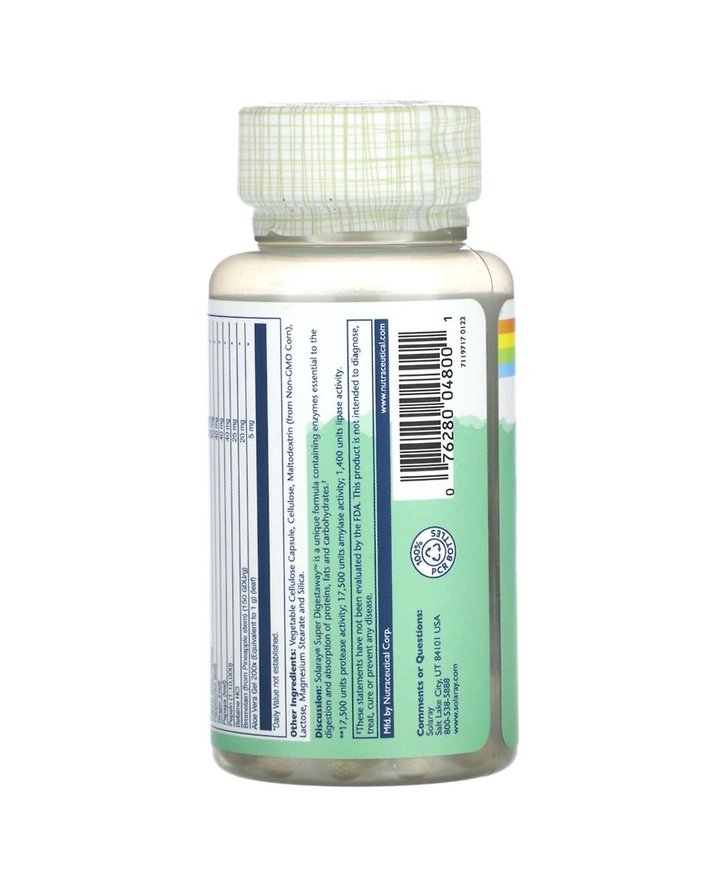 Solaray Super Digest Away - 60 Vegcaps