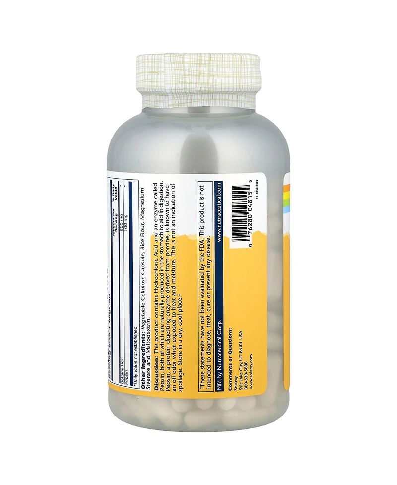 Solaray Betaine HCl with Pepsin High Potency - 250 VegCaps