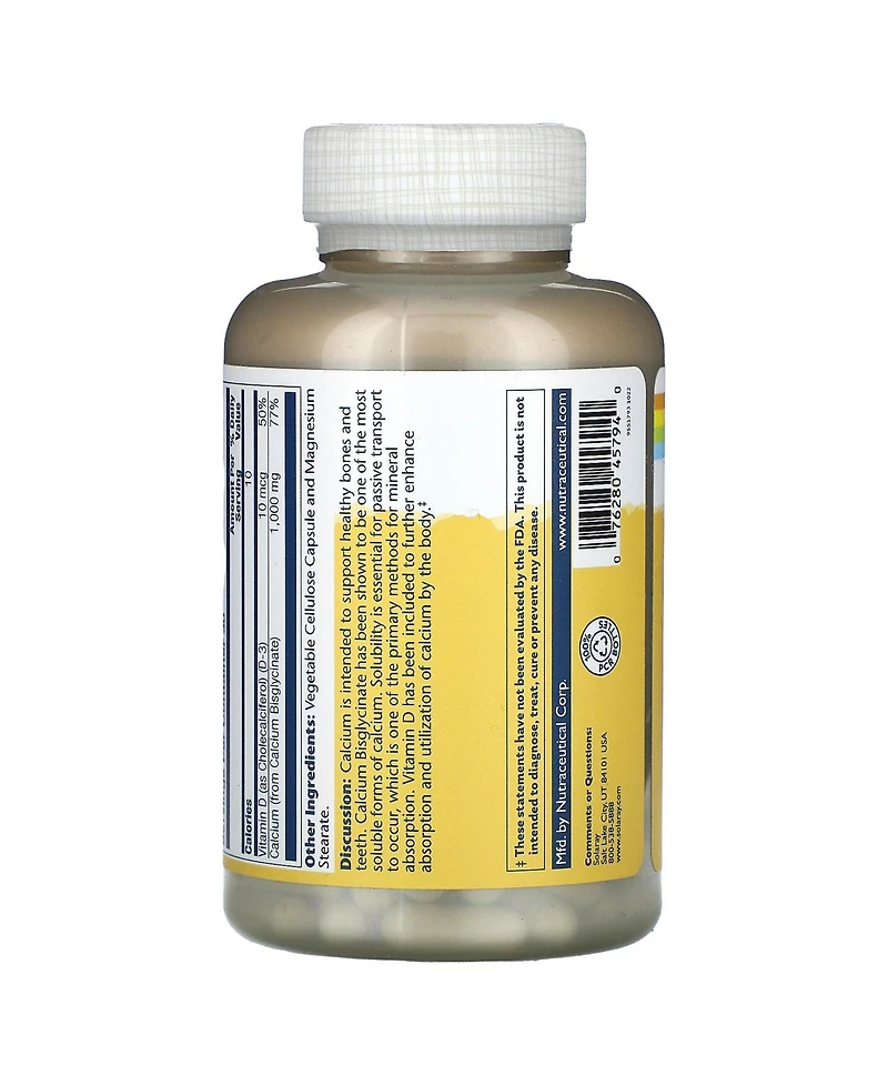 Solaray Calcium Bisglycinate With Vitamin D-3