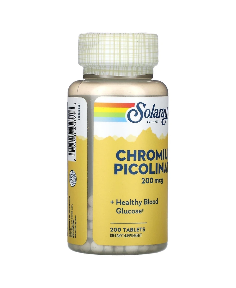 Solaray Chromium Picolinate Tablets, 200 mcg | 200 Count