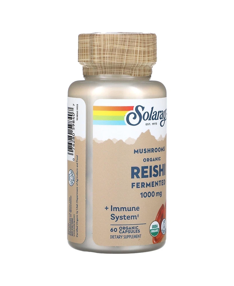 Solaray Fermented Reishi Mushroom - 60 Organic Capsules (500 mg per Capsule)