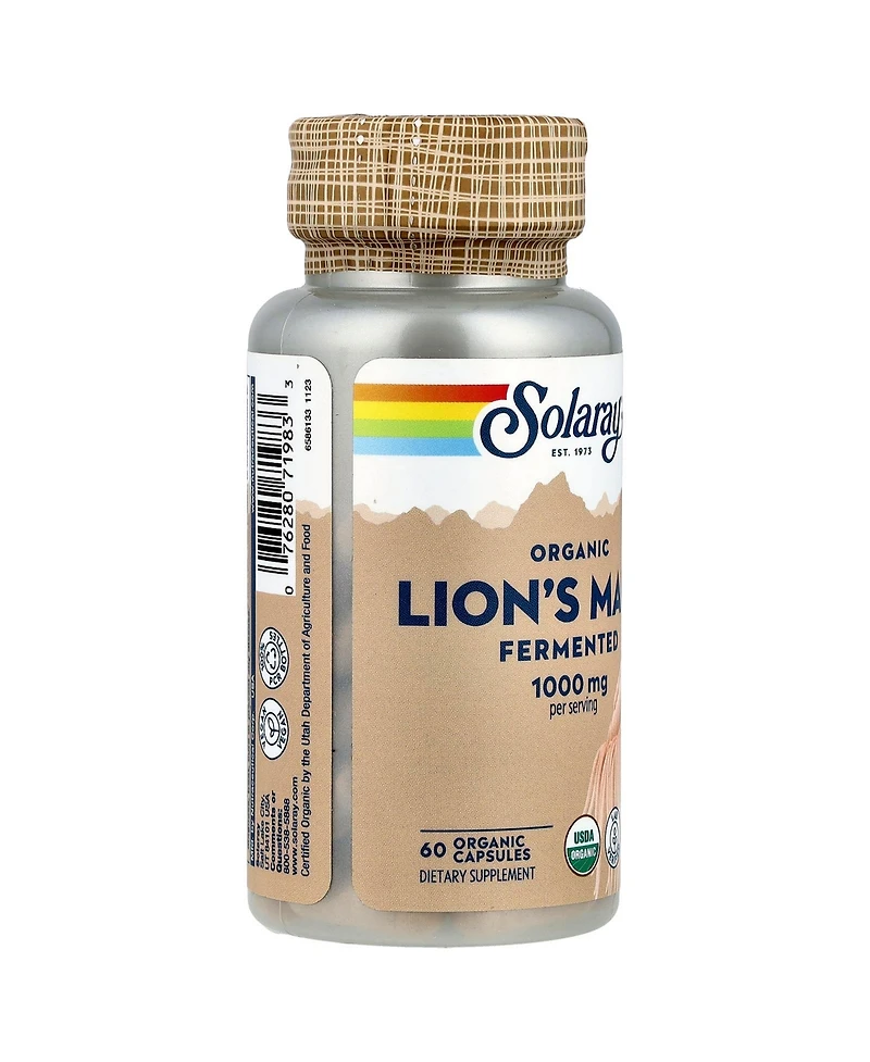 Solaray Organic Lion's Mane Fermented - 60 Organic Capsules (500 mg per Capsule)