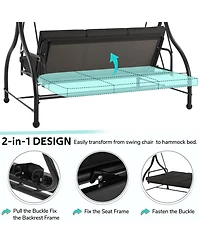 Boyel Living 3-Person Metal Patio Swing Outdoor Porch Chair for Adults Garden Backyard Deck