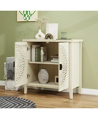 Casainc Hollow-Carved 2 Door Accent Cabinet Sideboard Buffet Storage Cabinet with Adjustable Shelf