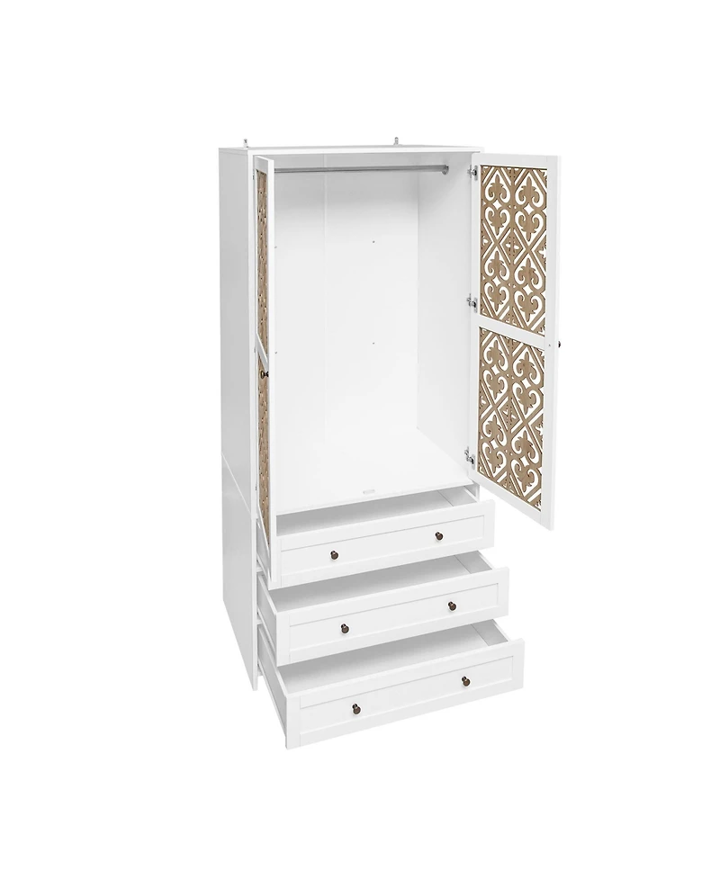 Casainc Tall Cabinet with Hollow pattern 2 door 3 drawer wardrobe