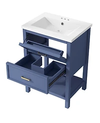 Casainc 24" Modern Bathroom Vanity With Top Sink and 2 Drawers, Single Storage Unit