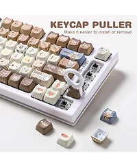 Dye-Sub Pbt Keycap Set, Mao Profile, 142 Full Keys Cute Cat Custom Keycaps with Key Puller for Cherry Gateron Mx Switches Mechanical Gaming Keyboard