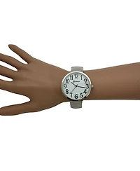 Olivia Pratt Silver Super Large Face Stretch Strap Watch