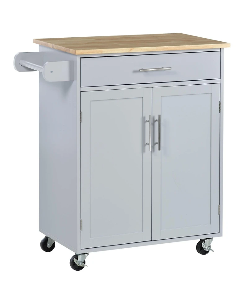 Halifax North America Gray Mobile Kitchen: Rolling Cart Island with Drawer and Towel Rack