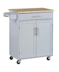 Halifax North America Gray Mobile Kitchen: Rolling Cart Island with Drawer and Towel Rack