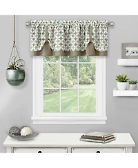 Kate Aurora Modern Geometric Button Tuck Layered Rod Pocket Window Valance - 56 in. W x 15 L, Taupe