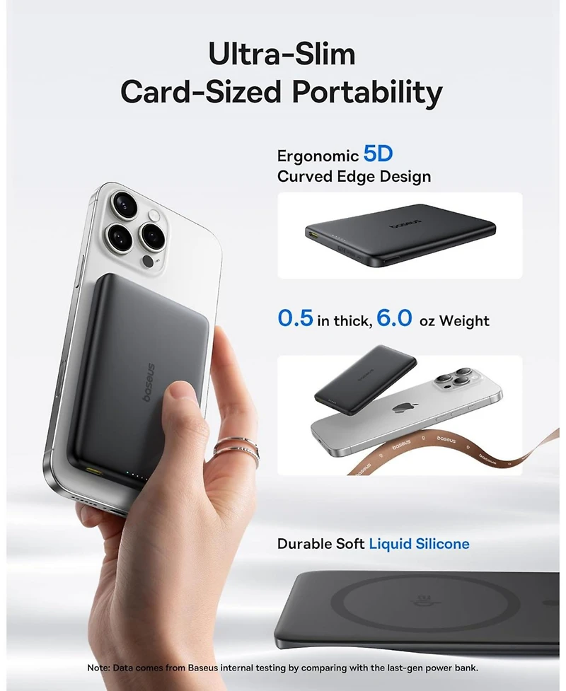 Baseus Picogo Magsafe Portable Charger 10000mAh 27W , 0.5" Ultra Slim Qi2 Certified 15W Wireless Power Bank