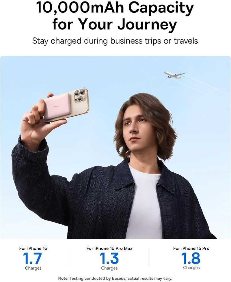 Baseus Picogo Magsafe Portable Charger 10000mAh 27W , 0.5" Ultra Slim Qi2 Certified 15W Wireless Power Bank