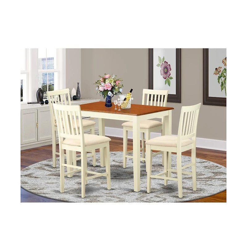 East West Furniture 5 Pc counter height set - Dining Table and 4 counter height Dining chair.