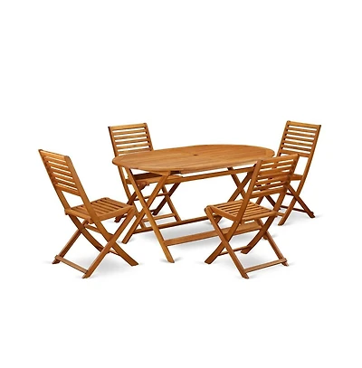 East West Furniture Wooden Patio Set Natural Oil