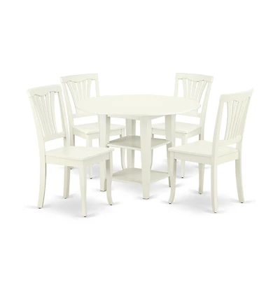 East West Furniture Dining Room Set Linen White