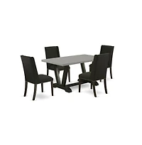 East West Furniture 5-Pc Dining room Table Set Included 4 Kitchen Dining chairs Upholstered Nails Head Seat and Stylish Chair Back and Rectangular Din
