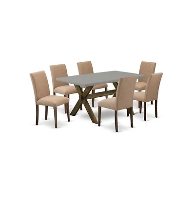 East West Furniture East-West Furniture 7-Pc dining room table set Includes 6 Mid Century Modern Chairs with Upholstered Seat and High Back and a Rect