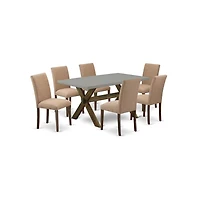East West Furniture East-West Furniture 7-Pc dining room table set Includes 6 Mid Century Modern Chairs with Upholstered Seat and High Back and a Rect