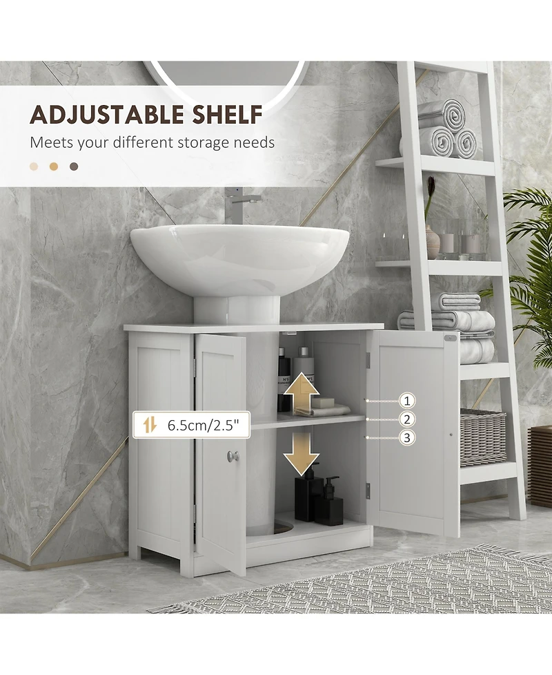 Homcom Wooden Under Sink Bathroom Storage Cabinet 3 Shelves Vanity,