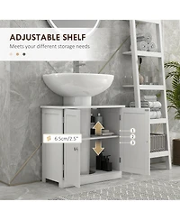 Homcom Wooden Under Sink Bathroom Storage Cabinet 3 Shelves Vanity,